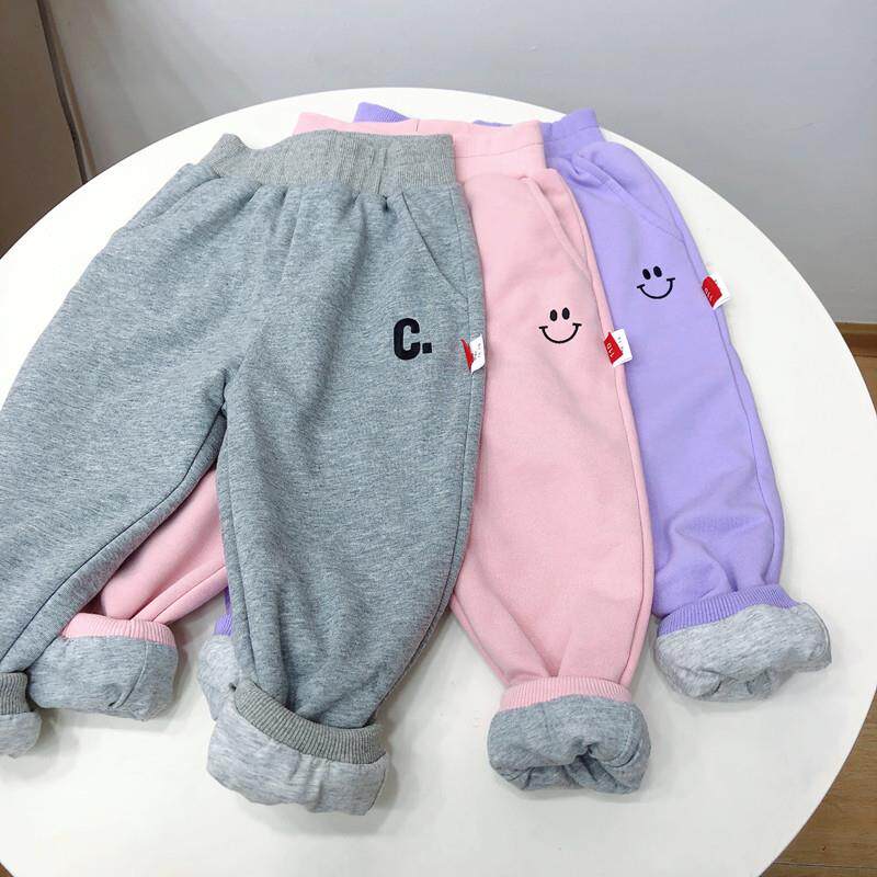 春秋季儿童双层纯棉裤子男童女童休闲厚棉裤运动长裤宝宝夹裤宽松