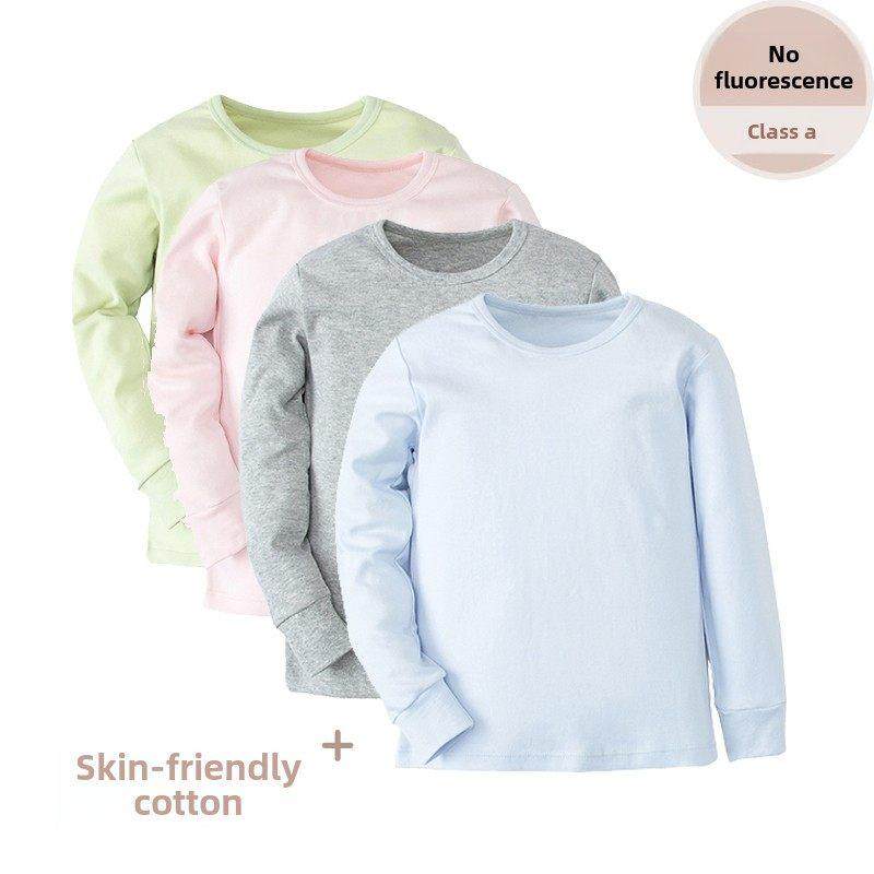 儿童纯棉秋衣男童棉毛衫中性宝宝全棉中大童内衣女童打底薄款上衣