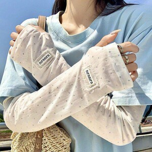 波点冰丝防晒袖套女夏季护袖防紫外线护手臂宽松遮阳透气冰袖套袖
