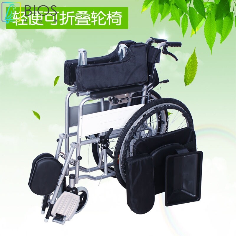 高靠背半躺折叠轻便手推车便携式残疾人代步车手动轮椅带坐便