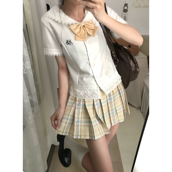 初田町柠檬海盐原创JK制服校供百褶裙日系清新格裙官方旗舰店