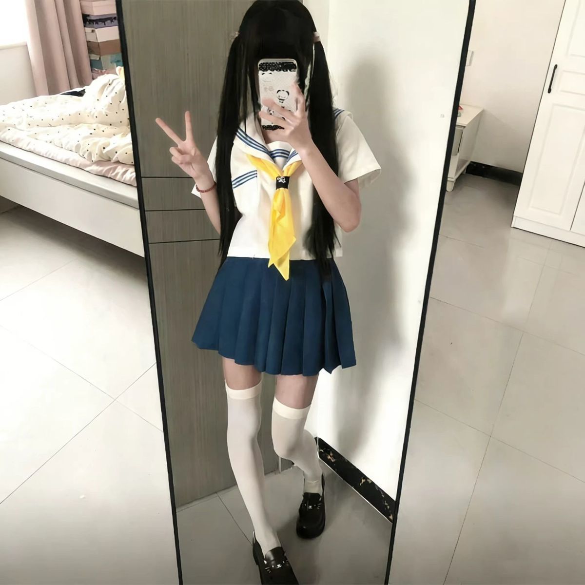 初田町jk【沐野町】蓝三本原创水手服女海军领基础款学院风套装白图片