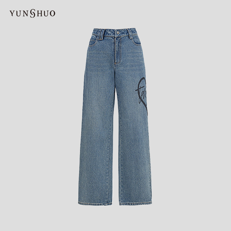 YUNSHUO直筒牛仔裤女2024春季新款宽松显瘦窄版阔腿裤子198069,女装/女士精品,牛仔裤,淘宝优惠券,粉丝福利购,淘宝优惠卷