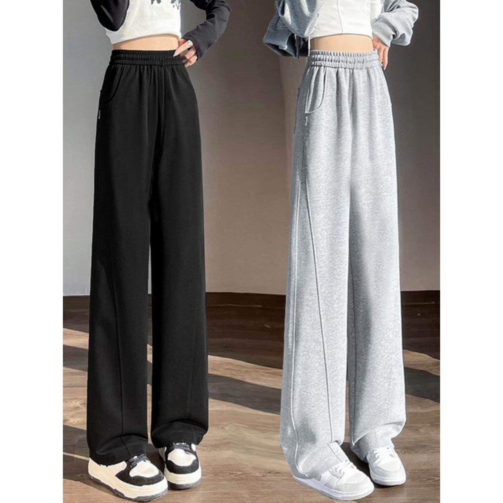 女童窄版阔腿裤春秋2025新款秋装中大儿童直筒运动裤学生休闲裤子