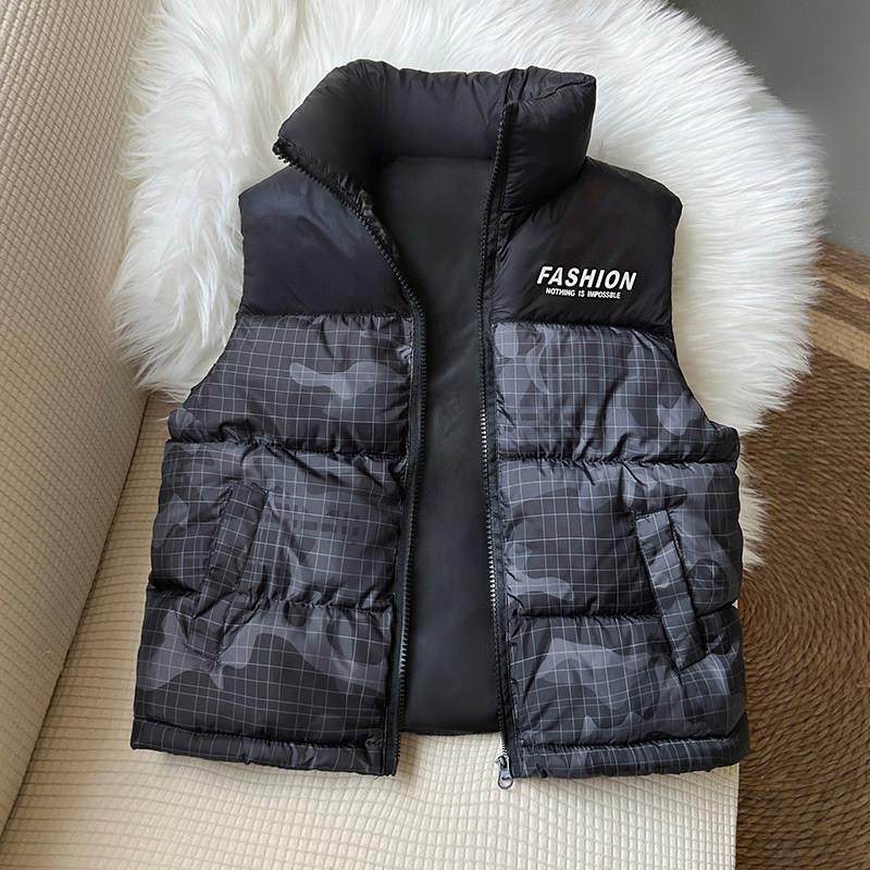 新款儿童羽绒棉马甲秋冬季男女童加厚保暖外穿背心中大童立领外套