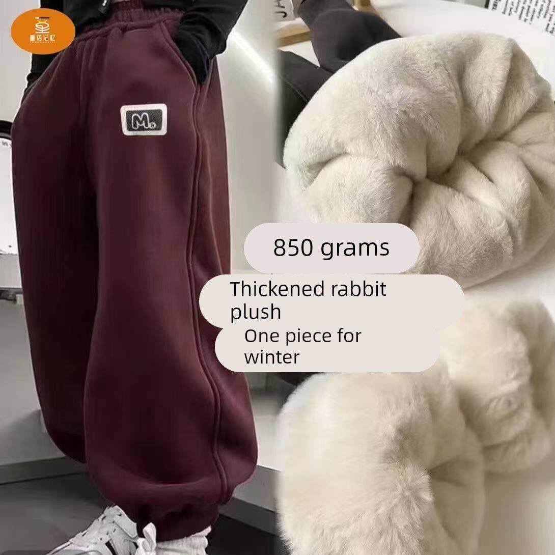 儿童加绒裤子冬季特厚羊羔绒保暖加厚棉裤女童运动裤男童特厚外穿