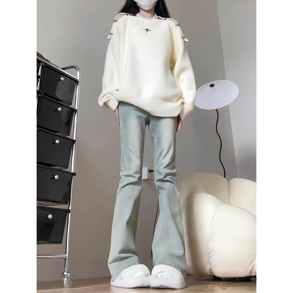 女童裤子春秋款2025新款儿童秋装牛仔裤初中生女孩秋季微喇叭长裤