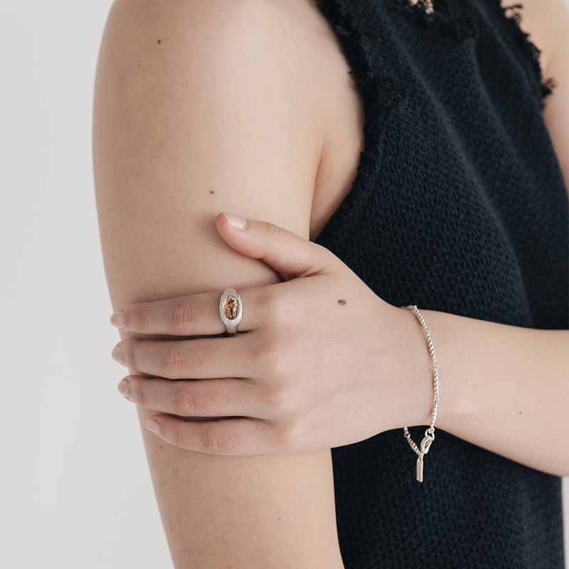 YAXNs925纯银日韩简约锆石拉丝椭圆戒指女个性质学生情人节礼物