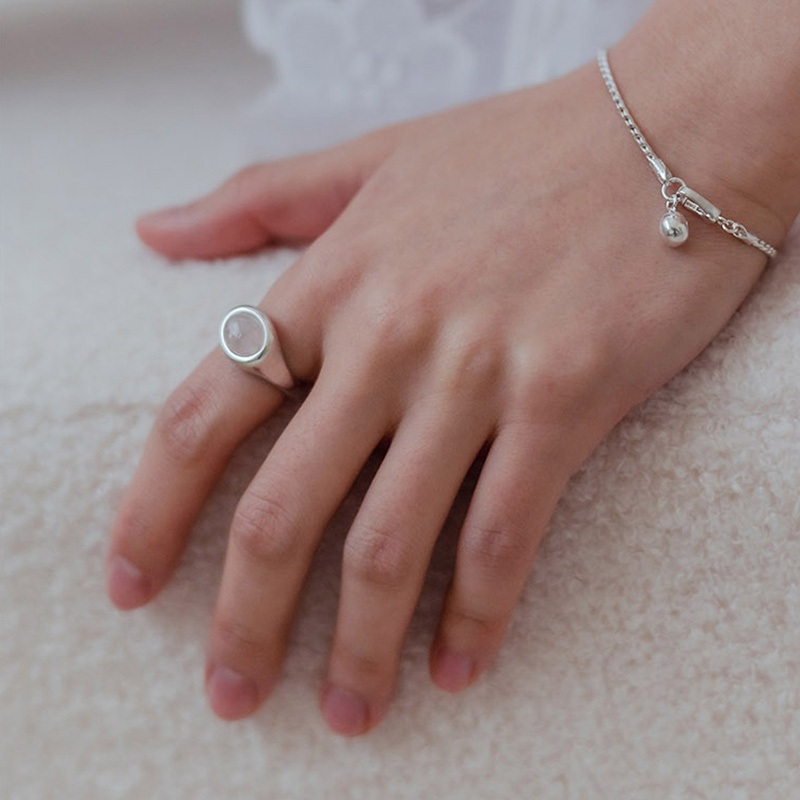 YAXN经典椭圆戒指 纯银复古气质简约高级感女士时尚通勤灯环戒指