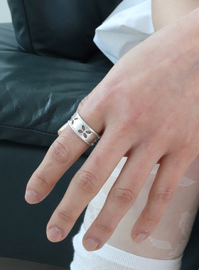 YAXN设计感花朵吸烟圈指环饰品创意镂空女个性复古简约戒指潮流