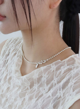 YAXN日韩波波球项链圆珠项链女轻奢小众银珠高级简约重工锁骨链