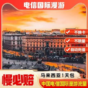 中国电信境外马来西亚漫游流量包无需换卡1天 自动充值慢必赔权益