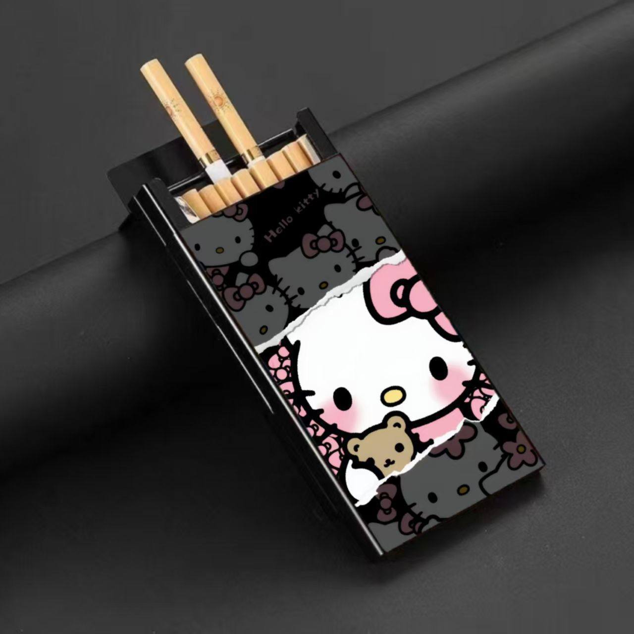 炫酷高颜值HelloKitty可爱合金滑盖香烟盒个性女士新款卡通