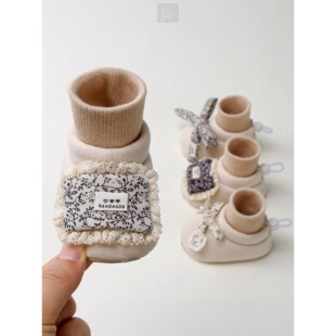 婴儿鞋袜秋冬防掉室内鞋袜宝宝袜套新生儿鞋小月龄室内搭扣鞋袜