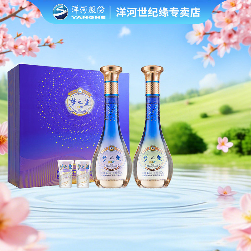 洋河蓝色经典 梦之蓝乐享版 45度500mL*2瓶 礼盒装 团圆送礼白酒