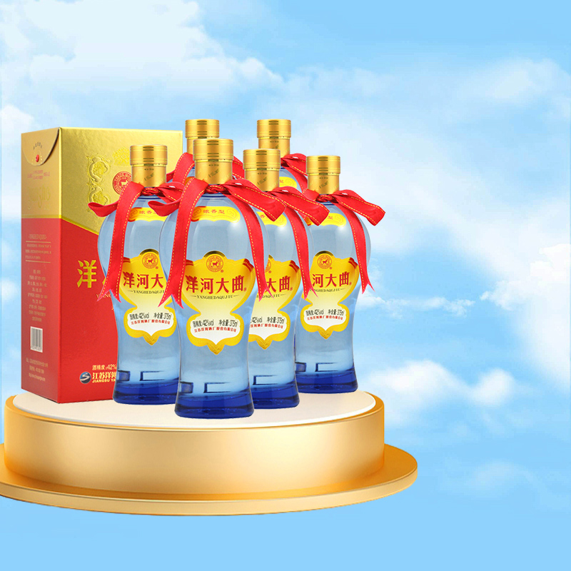 洋河大曲 口感绵柔 浓香型白酒 42度 375ml*6瓶 整箱装粮食口粮酒