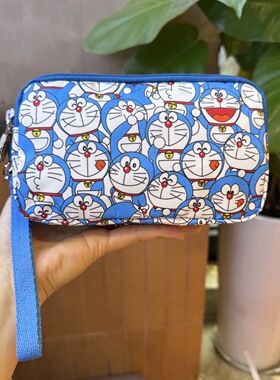 无标大三拉多啦印花日韩风格休闲手拿包卡通动漫横款方形