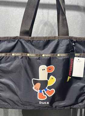 逗鸭横版托特电脑通勤包健身包网球包卡通图案单肩包购物袋手提包
