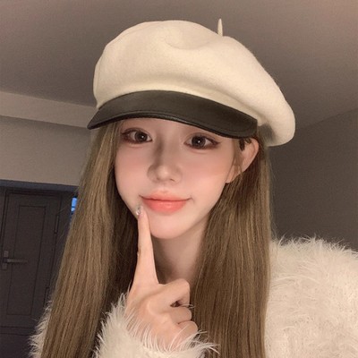 羊毛呢贝雷帽子女2025新款