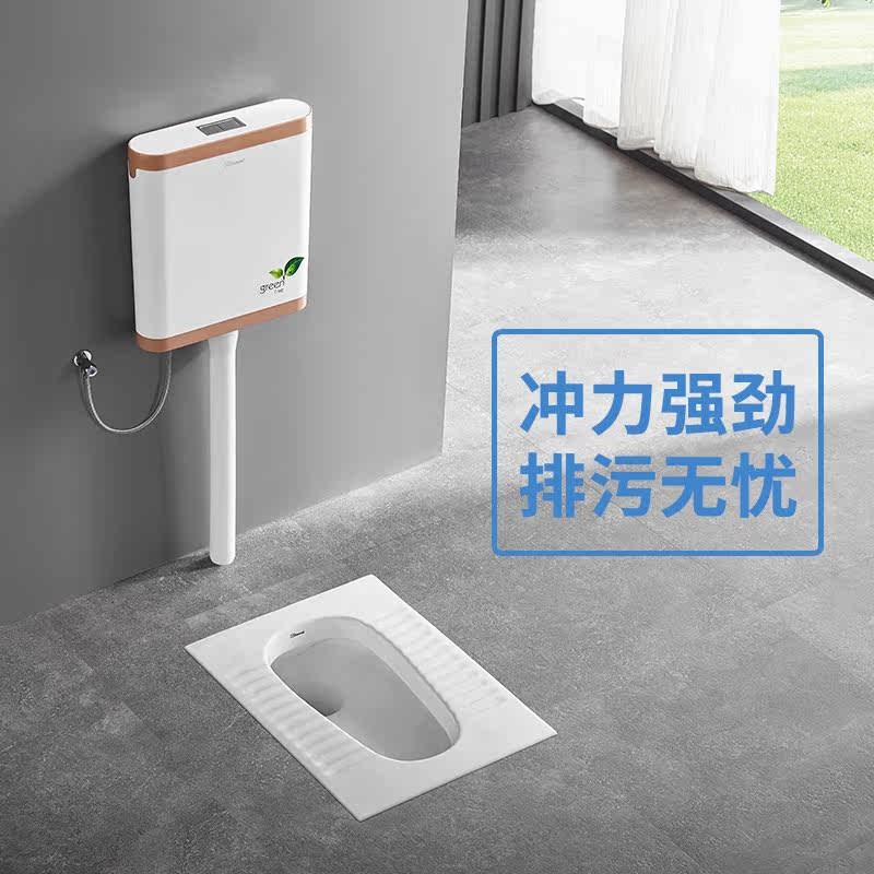 钻石洁具蹲便器蹲坑式蹲厕便池水箱整套家用大便器厕所防臭卫生间