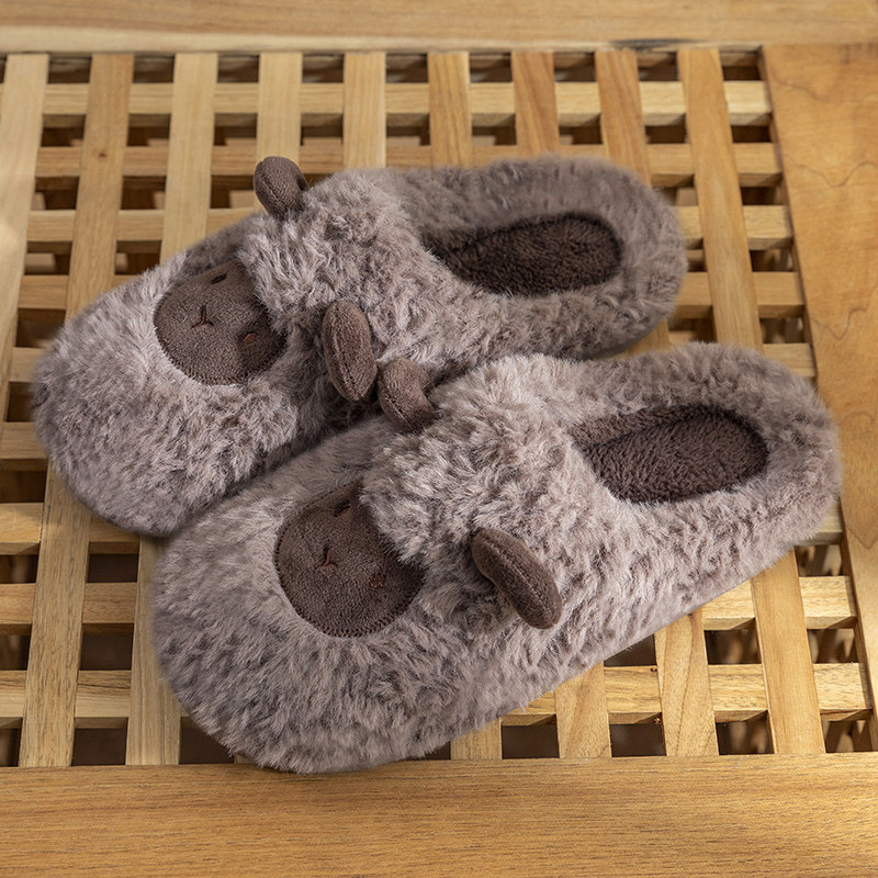 棉拖鞋男家用秋冬天室内家居防滑厚底外穿加绒保暖男款半包棉鞋冬