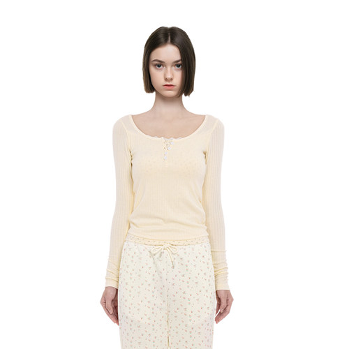 【官方正品】BM长袖假两件新款碎花打底纯欲风蕾丝边BM上衣T恤