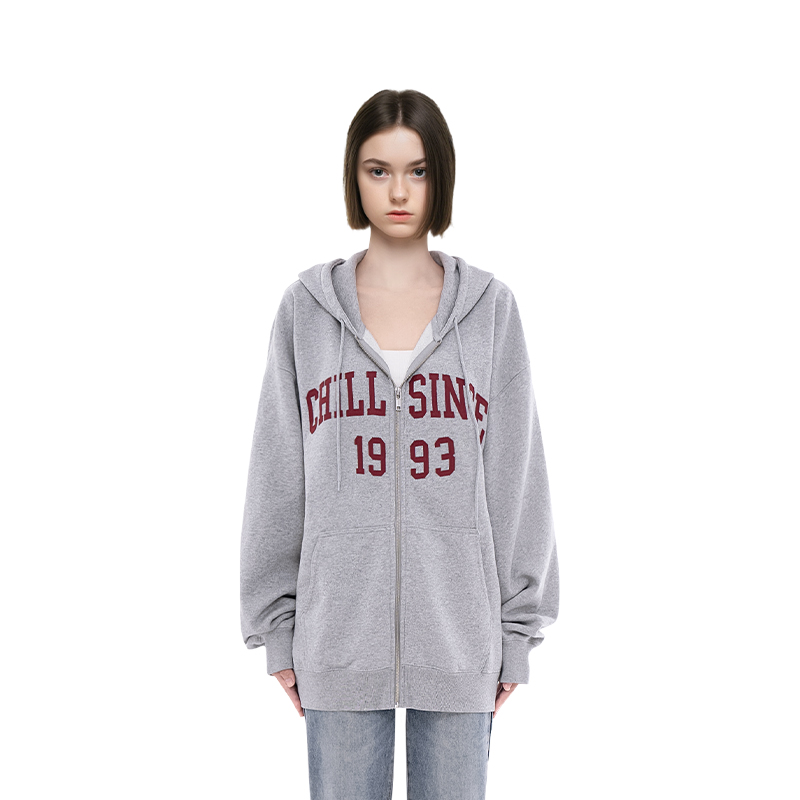 BM卫衣女2025新款秋冬1993字母刺绣美式复古宽松oversize卫衣外套