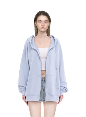 BM卫衣外套女2025新款秋冬拉链宽松连帽美式复古休闲百搭复古外套