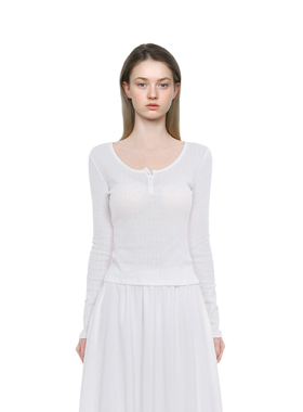 BM上衣长袖T恤女2026新款秋冬打底内穿外搭纯色竖条打底衫修身T恤