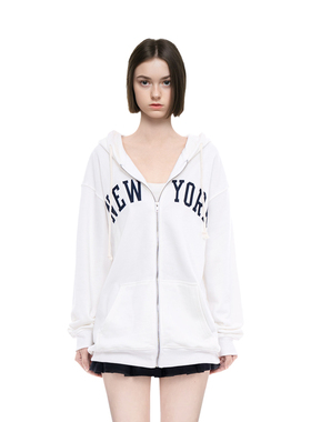 BM卫衣女2025新款NEW YORK纽约风格秋冬外套美式拉链oversize卫衣
