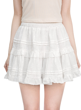 BM白色短裙子a字法式波点蓬蓬半身裙女夏季2025新款芭蕾风蛋糕裙