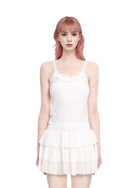 BM吊带背心女2025新款蕾丝边吊带纯欲风纯白色蕾丝花边吊带背心