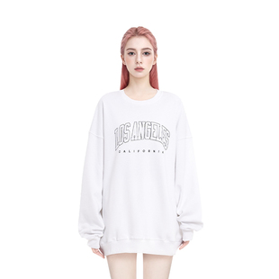 圆领美式 上衣休闲宽松慵懒风中长款 套头卫衣 卫衣女秋冬季 BM长袖