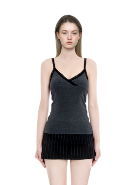 BM吊带背心女V领蕾丝边显瘦性感纯欲风打底2025夏季新款内搭上衣