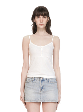 BM上衣吊带背心女2025新款花边纽扣吊带纯欲风内搭高级感外出吊带