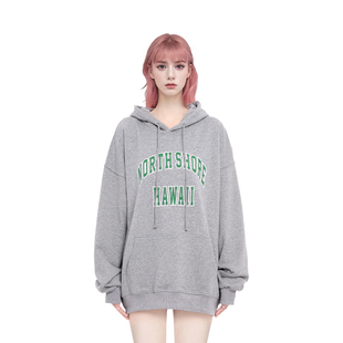 复古百搭oversize卫衣 字母套头连帽宽松美式 BM卫衣女2025新款 爆款