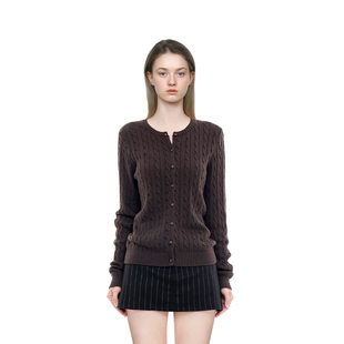 BM开衫女2026新款冬季圆领麻花显瘦高级感美式复古长袖开衫外套