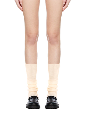 BM袜子女2025新款针织中筒袜套白色简约显腿长小腿袜百搭堆堆袜子