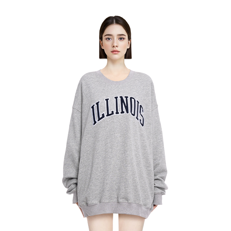 BM卫衣女2025新款爆款宽松ILLINOIS风格圆领美式复古oversize卫衣