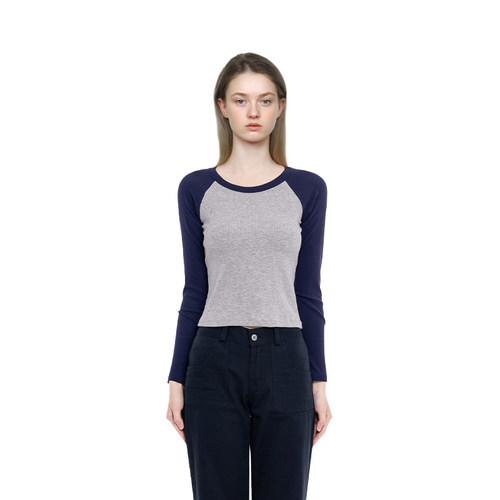 BM拼色修身显瘦长袖T恤