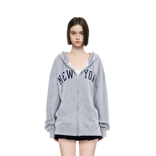 BM卫衣女字母刺绣连帽加绒加厚外套2025新款 秋冬百搭独特漂亮卫衣