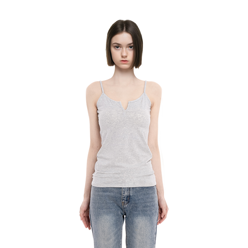 BM吊带背心女2025新款春夏季小V领复古基础百搭修身吊带内搭上衣