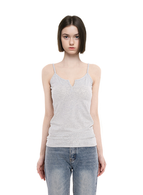 BM吊带背心女2025新款春夏季小V领复古基础百搭修身吊带内搭上衣