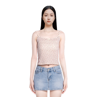 BM吊带背心草莓印花修身短款2026新款夏季甜辣风内搭外穿显瘦上衣