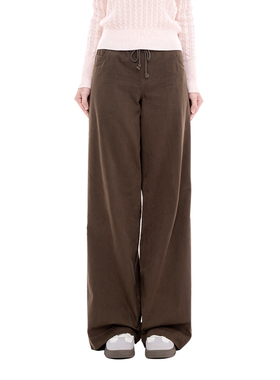 BM长裤女2025新款秋冬纯色松紧腰直筒裤百搭显瘦美式复古休闲裤