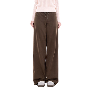 BM长裤女2026新款秋冬纯色松紧腰直筒裤百搭显瘦美式复古休闲裤