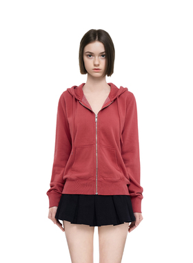 BM卫衣女2025新款春秋红色拉链连帽圣诞节穿搭显瘦百搭卫衣外套