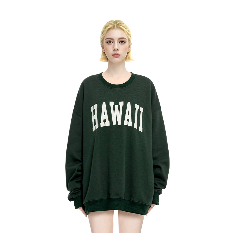 BM卫衣女2025新款爆款秋冬夏威夷风格刺绣套头圆领oversize卫衣