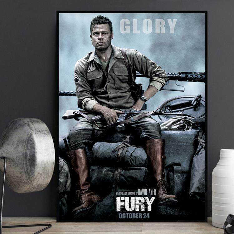 Fury 狂怒 经典电影海报装饰画 画布拉德皮特二战 战 争军事题材