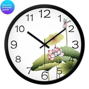 摩门中式田园挂钟客厅创意钟表卧室静音现代时钟石英钟挂表水墨画